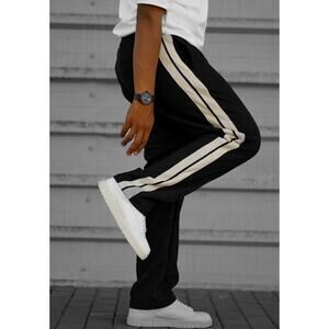 Kidoriman Sutorai Loose Knit Pants Black Cream Double Stripe Super Soft Men’s S